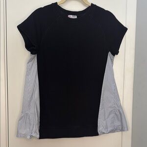 Red Valentino Black and Striped Sleeve Top